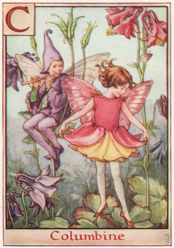 C = Columbine Fairy by Cicely Mary Barker. Alphabet Flower Fairies c1934 print